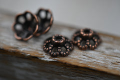 Antique Copper Bead Caps 9x4mm, 200pc