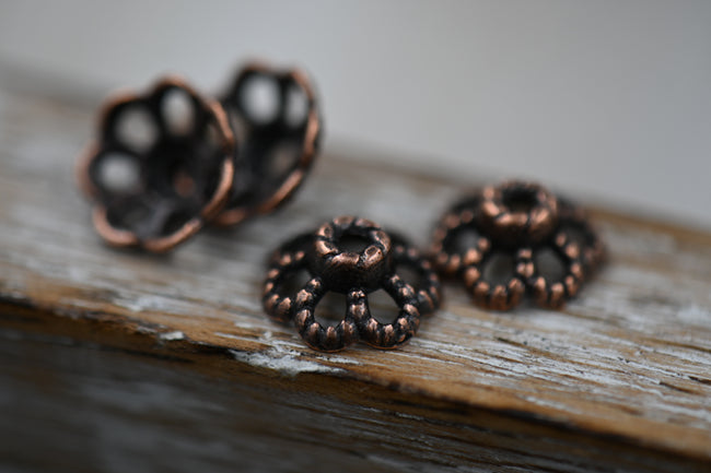 Antique Copper Bead Caps 9x4mm, 100pc Main Image