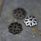 Brass Bead Caps, Platinum, Gold, Antique Bronze, Antique Copper 6x1.5mm, 200pc