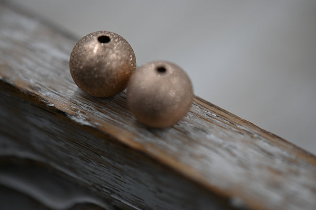 Rose Gold 10mm Stainless Steel Stardust Beads, 2pc Main Image