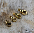 304 Stainless Steel 24K Gold Plated Lobster Claw Clasps, 9mm 10mm 11mm 13mm 15mm, 10pc