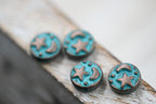 Patina Spacer Beads Antique Copper Blue Round Star Moon 9mm, 12pc