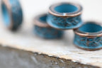 Patina Spacer Beads Antique Copper Blue Round 9mm Textured, 20pc