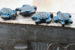 Antique Copper Blue Sea Turtle Animal Patina Bead About 13mm x 12mm, 10pc