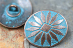 Patina Blue Green Buttons Oval Antique Copper 25mm x 22mm, 5 PCs
