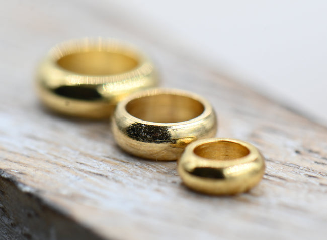 Stainless Steel 18K Gold Plated Flat Round Metal Spacer Beads, 20pc Hover Image