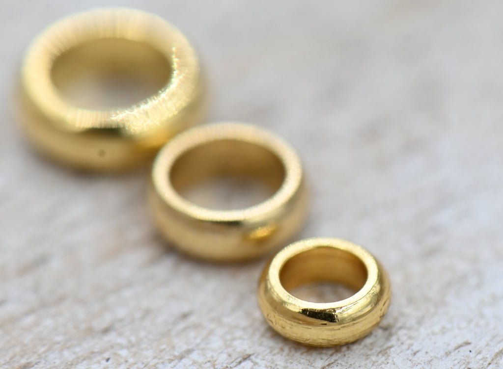 Stainless Steel 18K Gold Plated Flat Round Metal Spacer Beads, 20pc