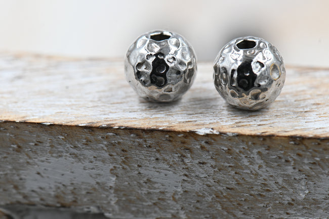 Stainless Steel Beads, Textured, Round, Gold or Silver, 8mm, 4pc Main Image