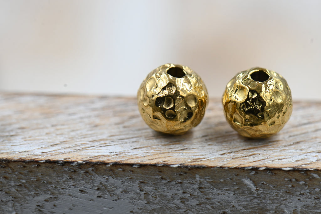 Stainless Steel Beads, Textured, Round, Gold or Silver, 8mm, 4pc