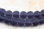 Smoky Plum Purple Frosted Matte Cultured Sea Glass 6mm Round Beads, 14.75" Strand