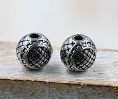 304 Stainless Steel Beads, 1pc, Round, Antique Silver, 7.5~8x8mm