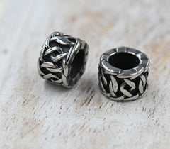 304 Stainless Steel Spacer Beads, 2PC, Flat Round, Antique Silver, 10.5x7mm