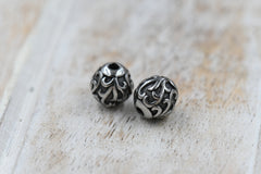 Stainless Steel Beads, 1PC, Round, Heart Design, Antique Silver, 10mm