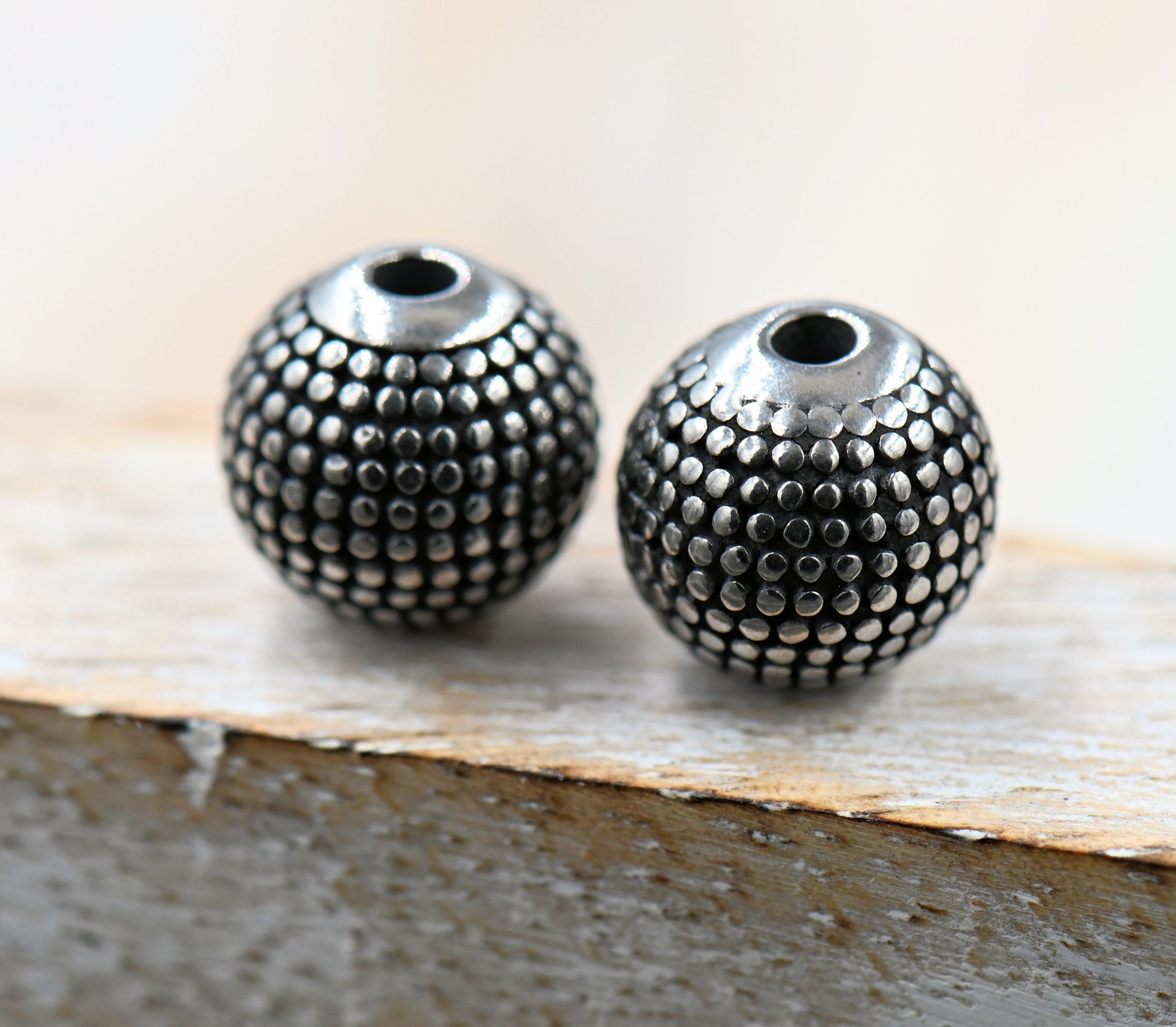 304 Stainless Steel Beads, 1PC, Round, Antique Silver, 9.5mm