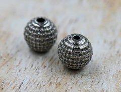 Stainless Steel Beads, 1pc, Round, Antique Silver, 7.5mm