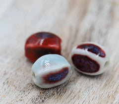 Handmade Porcelain Beads, Antique Glazed Porcelain, Oval