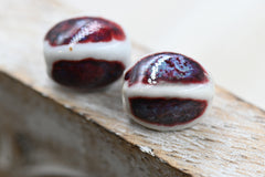 Handmade Porcelain Beads, Antique Glazed Porcelain, Oval