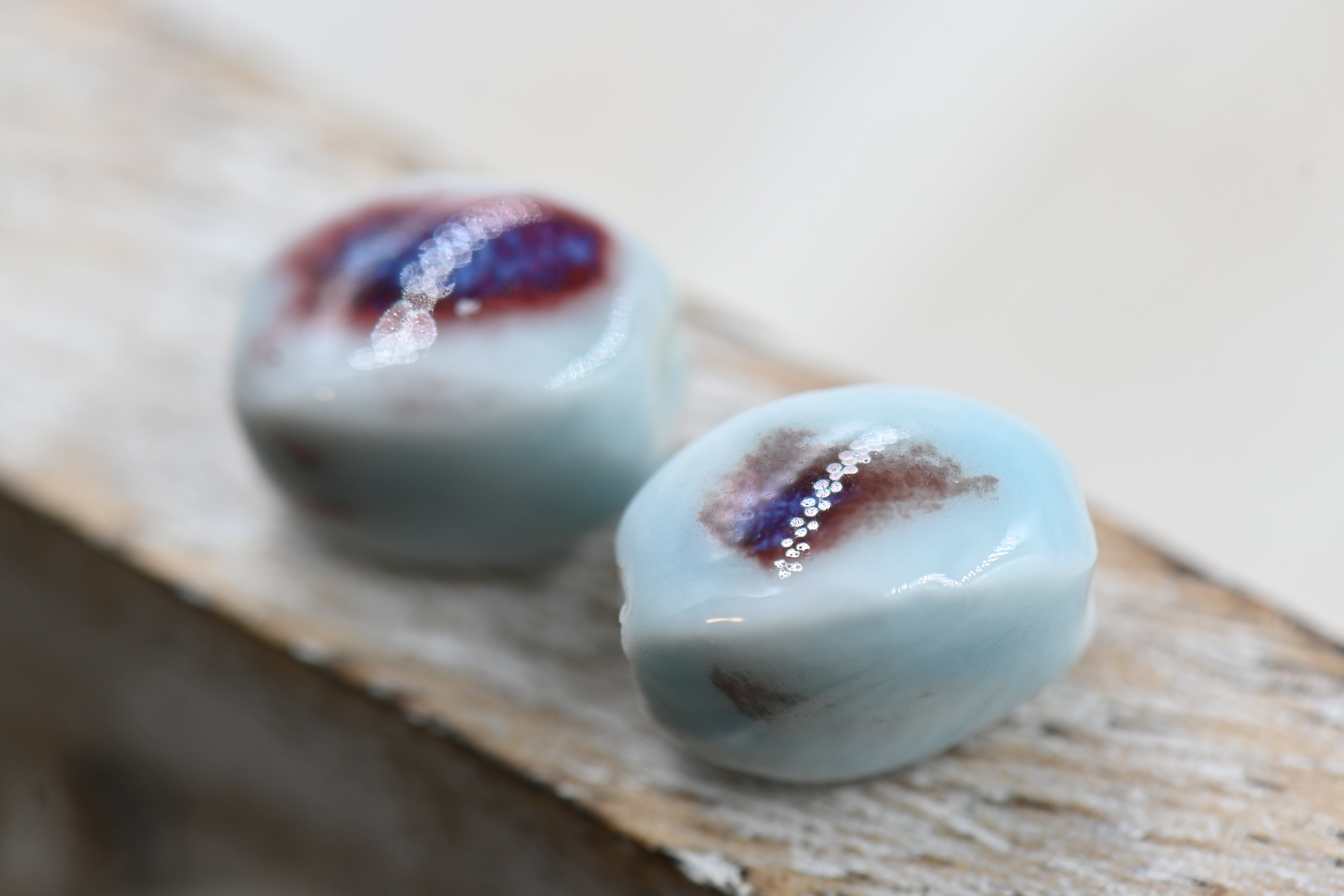 Handmade Porcelain Beads, Antique Glazed Porcelain, Oval