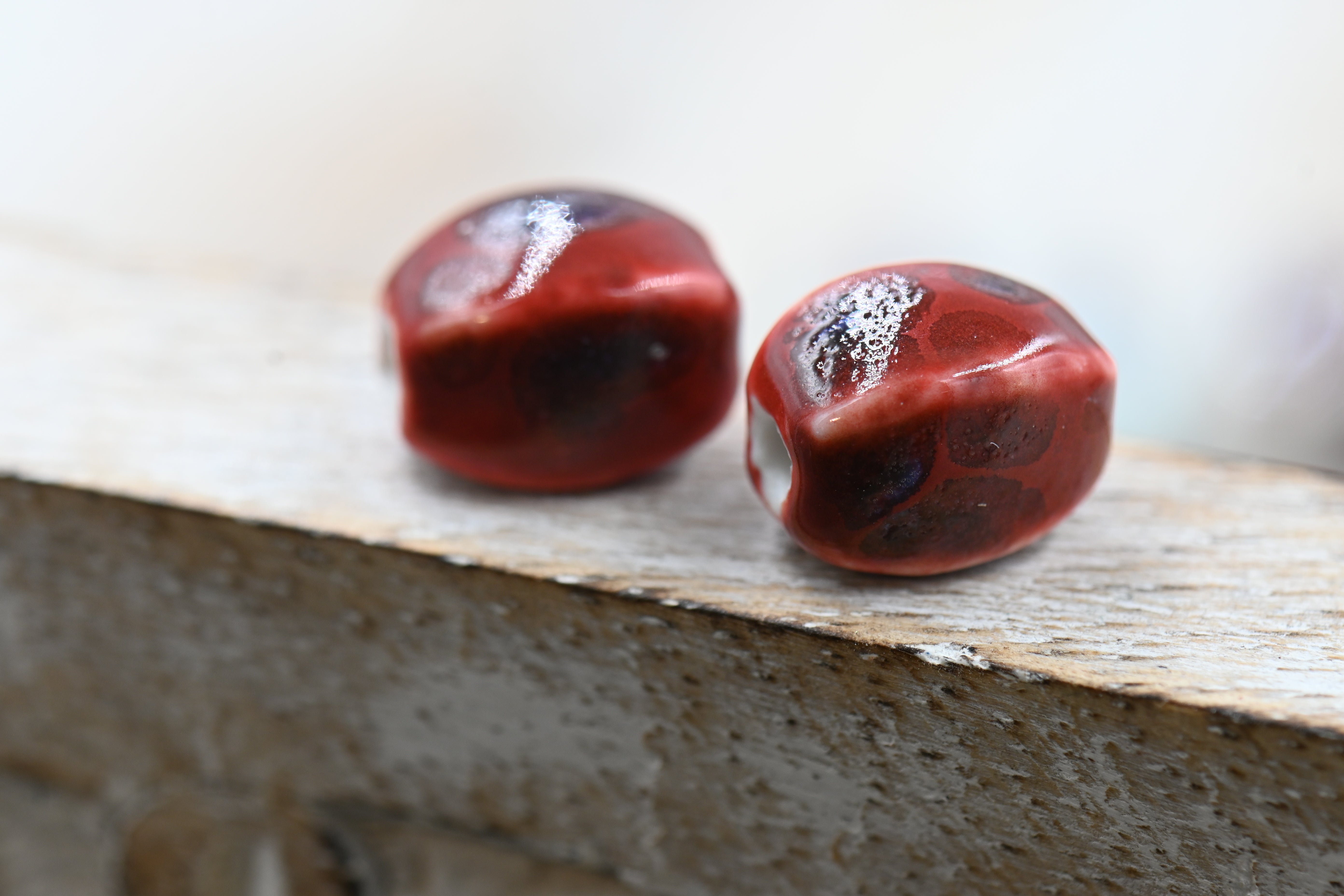 Handmade Porcelain Beads, 20pc, Antique Glazed Porcelain, Oval