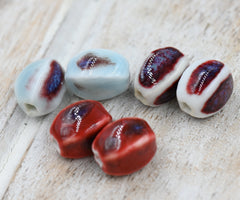 Handmade Porcelain Beads, Antique Glazed Porcelain, Oval