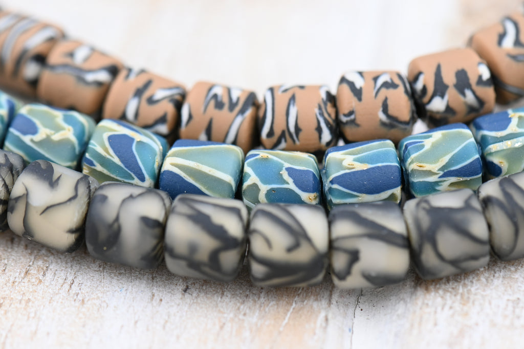 TWO STRANDS Handmade Polymer Clay Beads Strand, Column