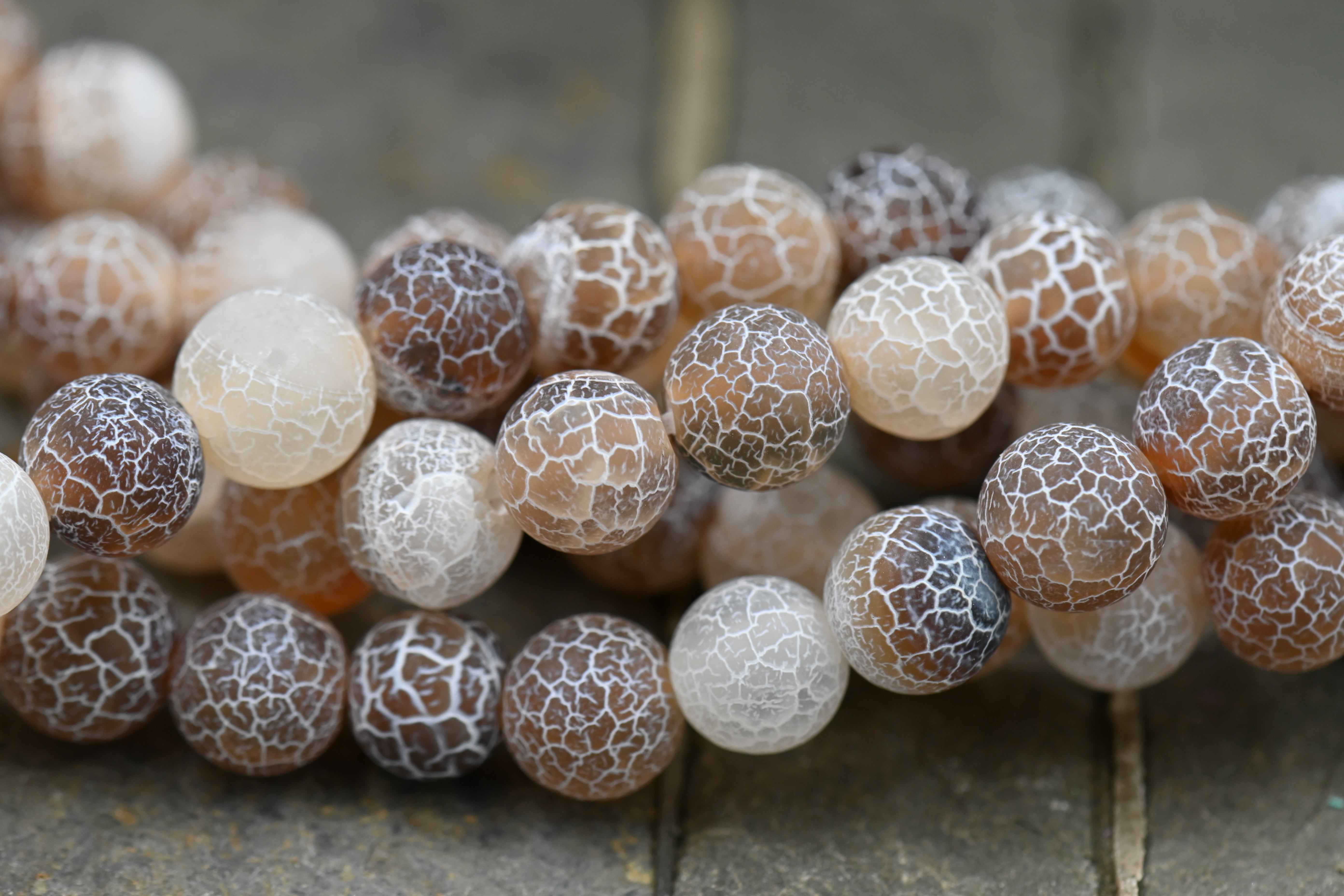 TWO STRANDS Mocha Camel Brown Weathered  8mm Agate