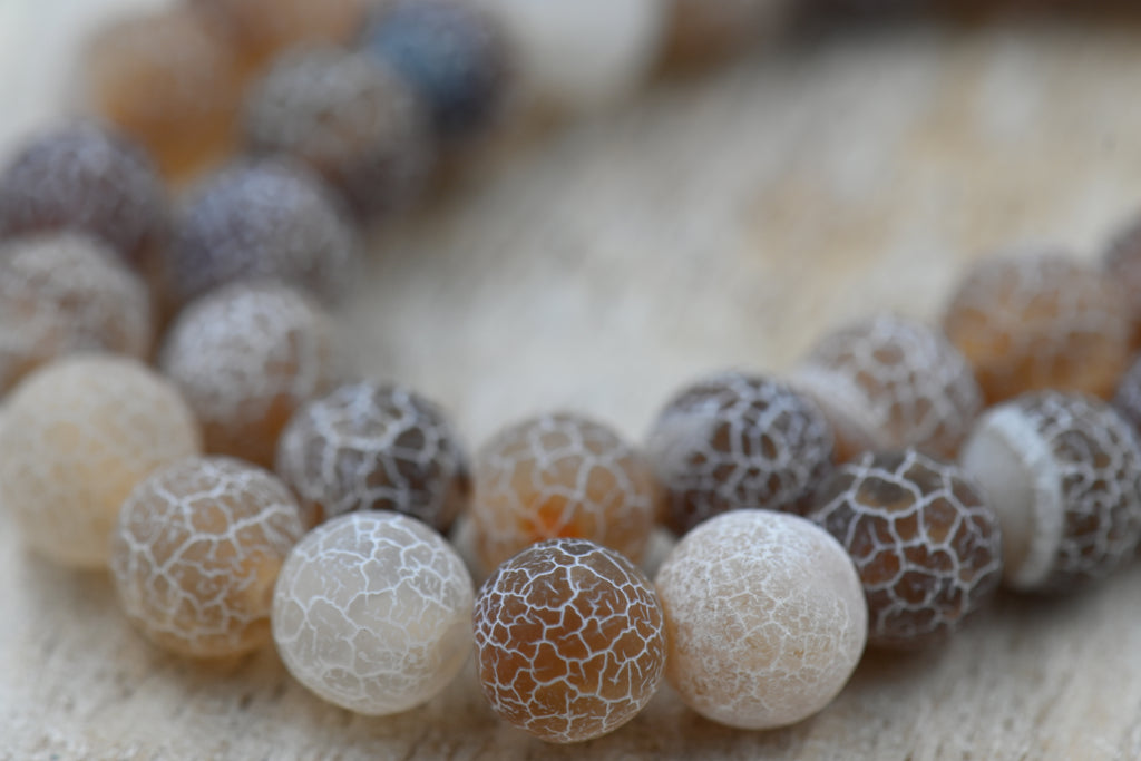 TWO STRANDS Mocha Camel Brown Weathered 8mm Agate