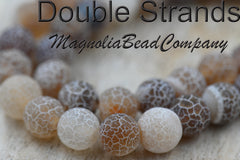 TWO STRANDS Mocha Camel Brown Weathered  8mm Agate