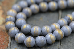 Gray Gold Dust Jade 4mm, 6mm, 8mm, 10mm Round Beads -15 inch strand