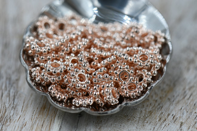 Heishi, 5mm Beaded Rose Gold Spacer Bead -100 Hover Image