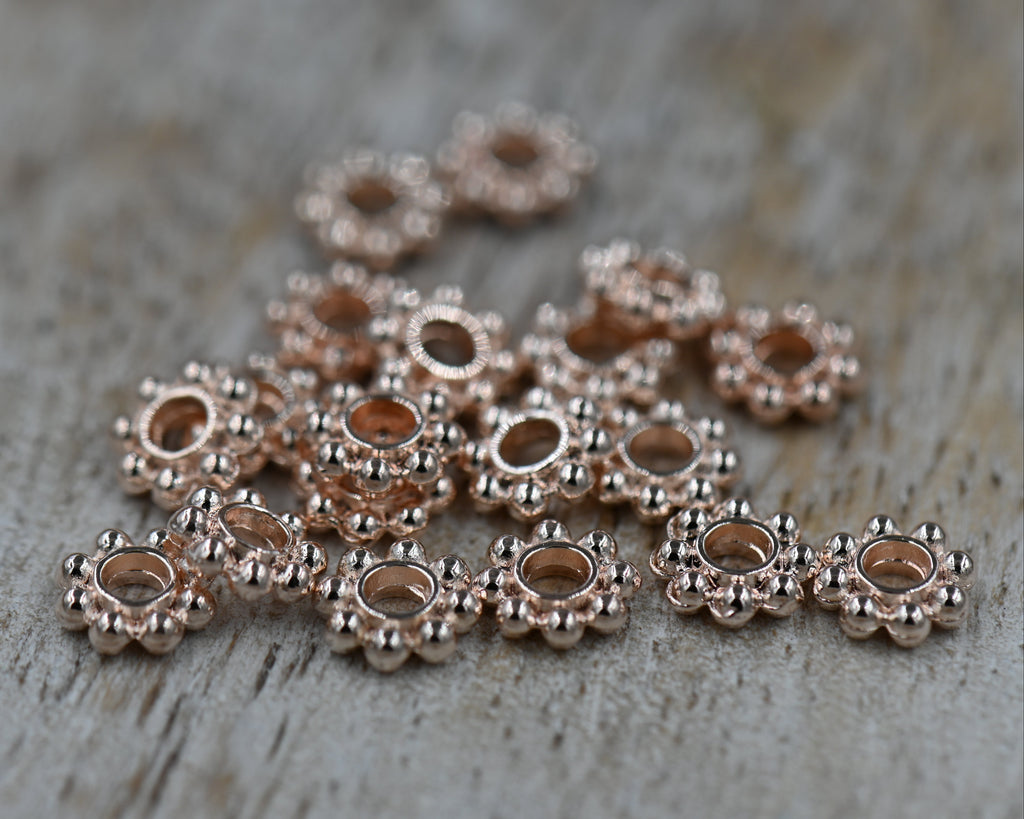 Heishi, 5mm Beaded Rose Gold Spacer Bead -100