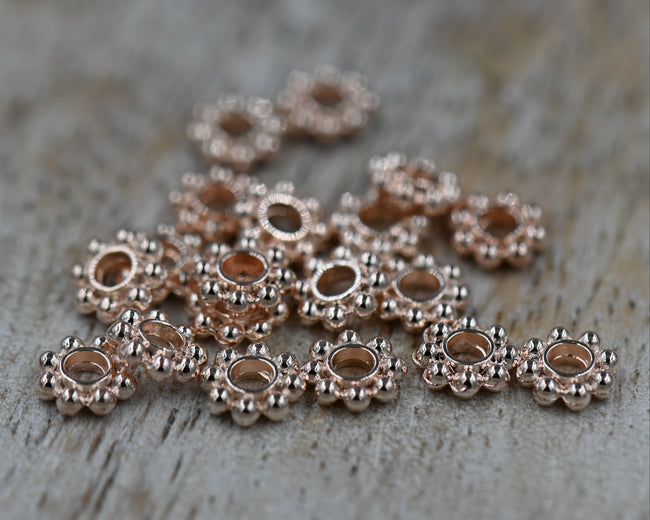 Heishi, 5mm Beaded Rose Gold Spacer Bead -100 Main Image