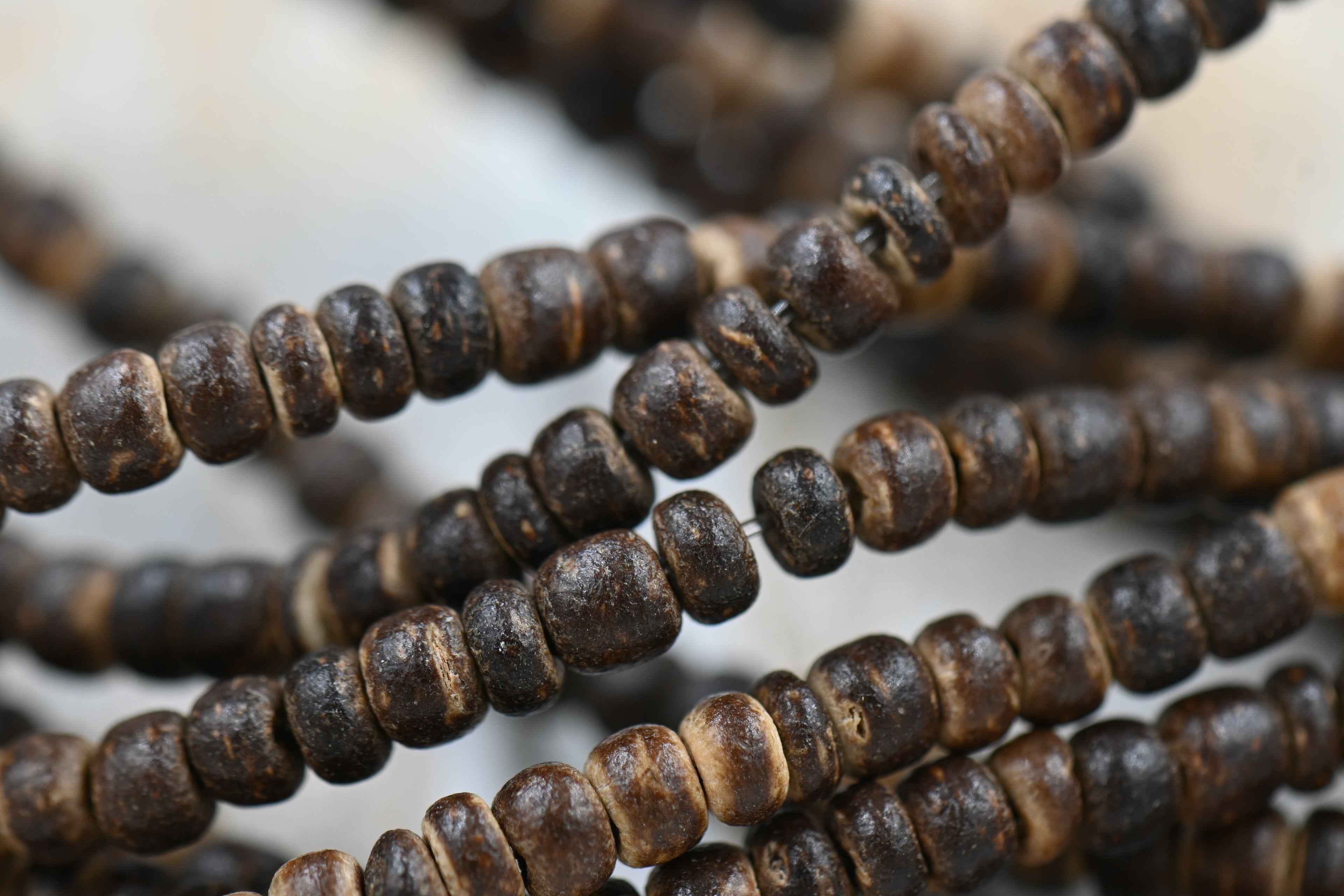 TWO STRANDS Natural Coconut Rondelle Bead Strands, 3.5x2~3.5mm