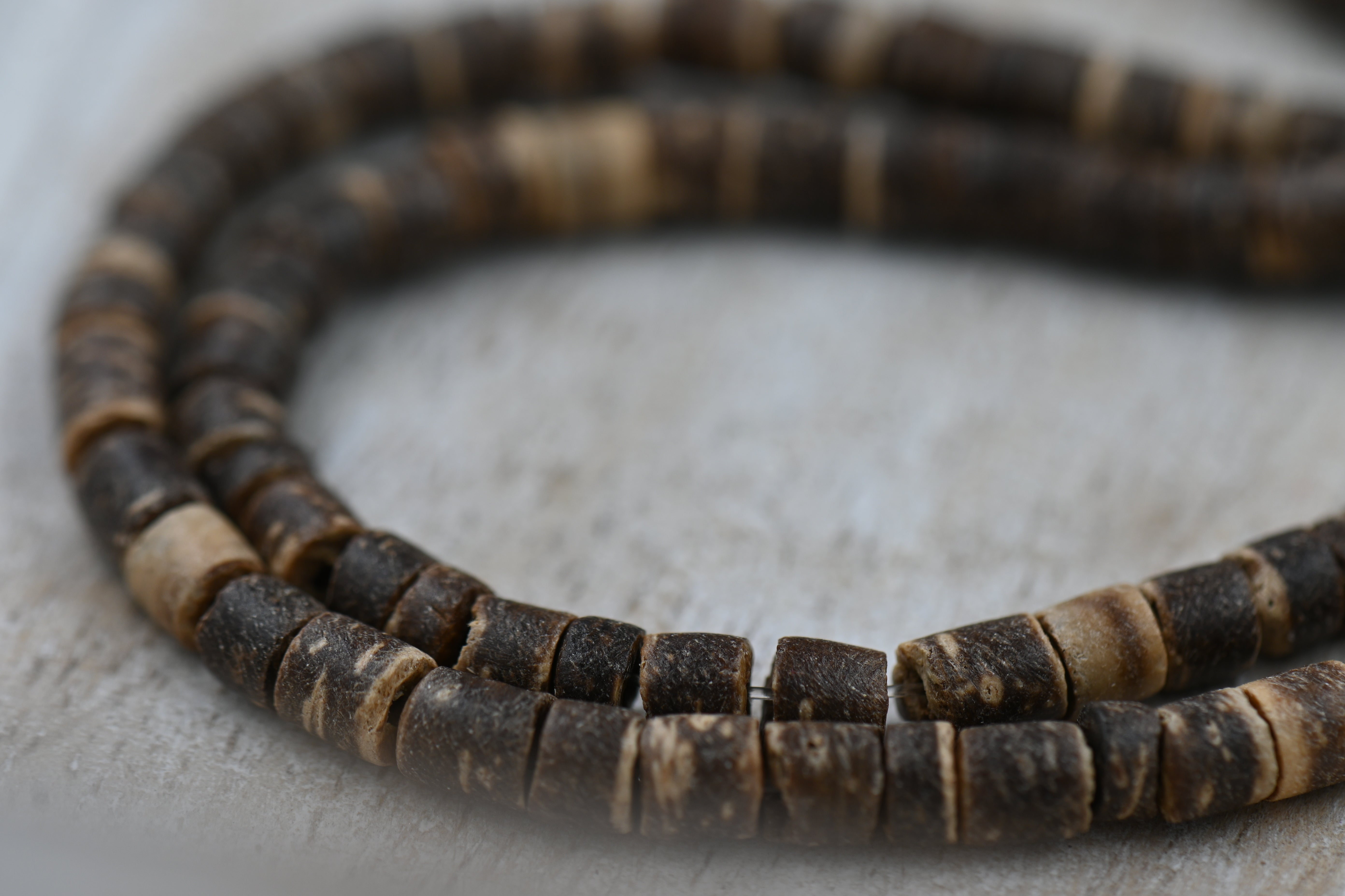 TWO STRANDS  Natural Coconut Column Bead Strands, Camel, 3.5x2~5mm