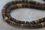 TWO STRANDS Natural Coconut Column Bead Strands, Camel, 3.5x2~5mm