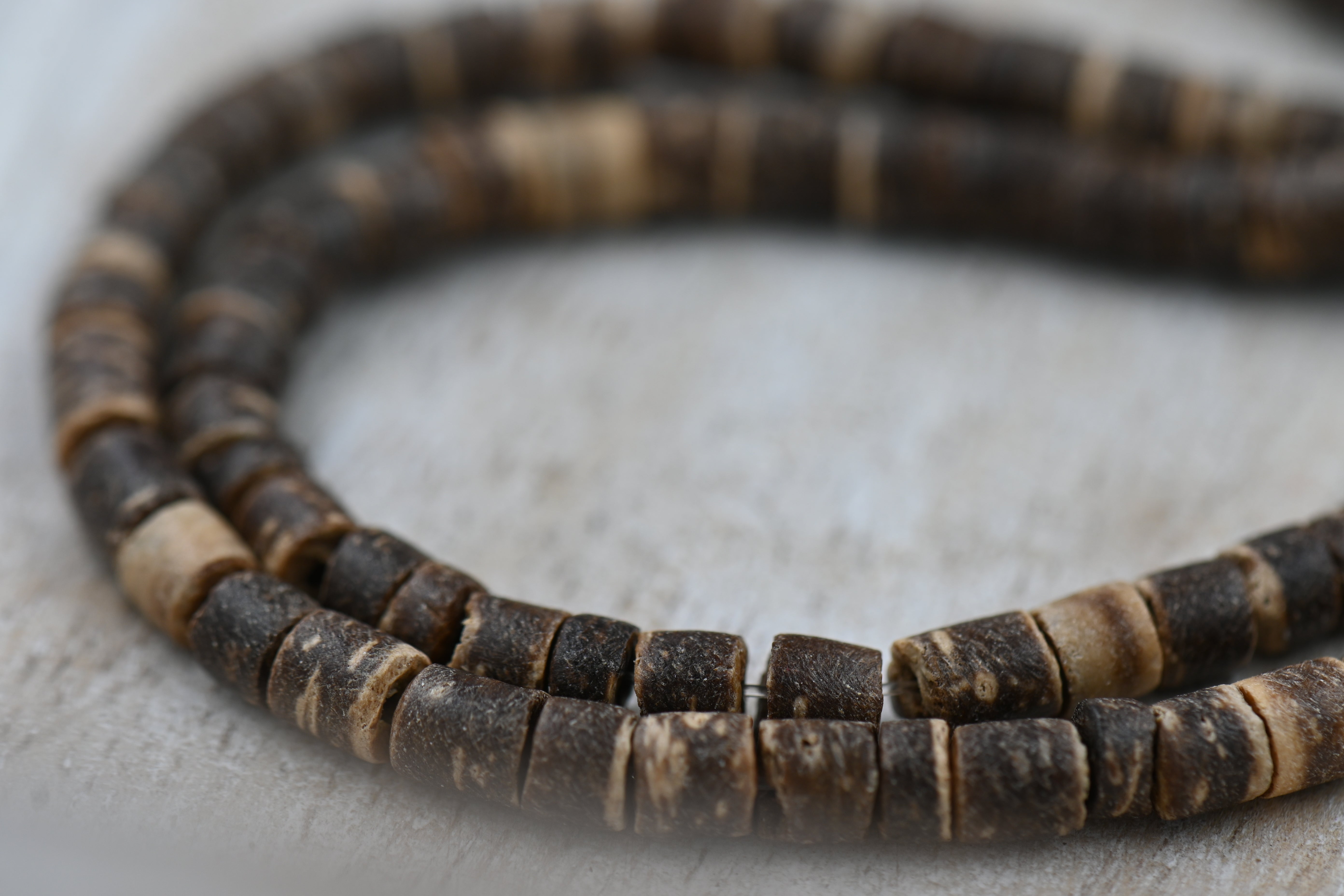 TWO STRANDS  Natural Coconut Column Bead Strands, Camel, 3.5x2~5mm