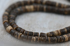 TWO STRANDS Natural Coconut Column Bead Strands, Camel, 3.5x2~5mm