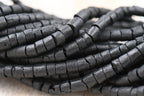 TWO STRANDS Natural Coconut Column Bead Strands, Black, 3.5x2~4mm