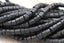 TWO STRANDS Natural Coconut Column Bead Strands, Black, 3.5x2~4mm