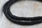TWO STRANDS Natural Coconut Column Bead Strands, Black, 3.5x2~4mm