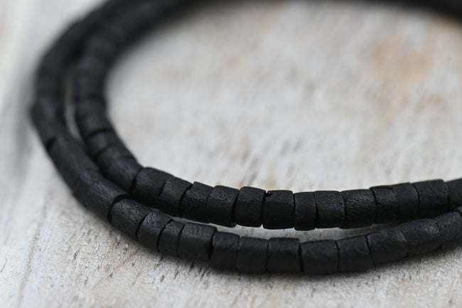 TWO STRANDS Natural Coconut Column Bead Strands, Black, 3.5x2~4mm Main Image