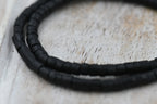 TWO STRANDS Natural Coconut Column Bead Strands, Black, 3.5x2~4mm