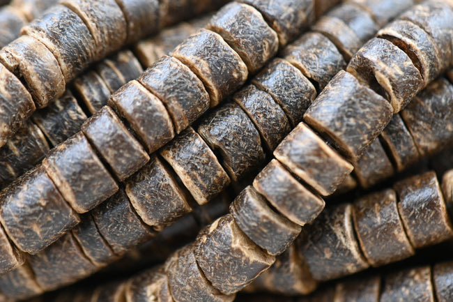 TWO STRANDS Natural Coconut Column Bead Strands, Camel, 5.5x3~5.5mm Main Image