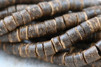 TWO STRANDS Natural Coconut Column Bead Strands, Camel, 5.5x3~5.5mm