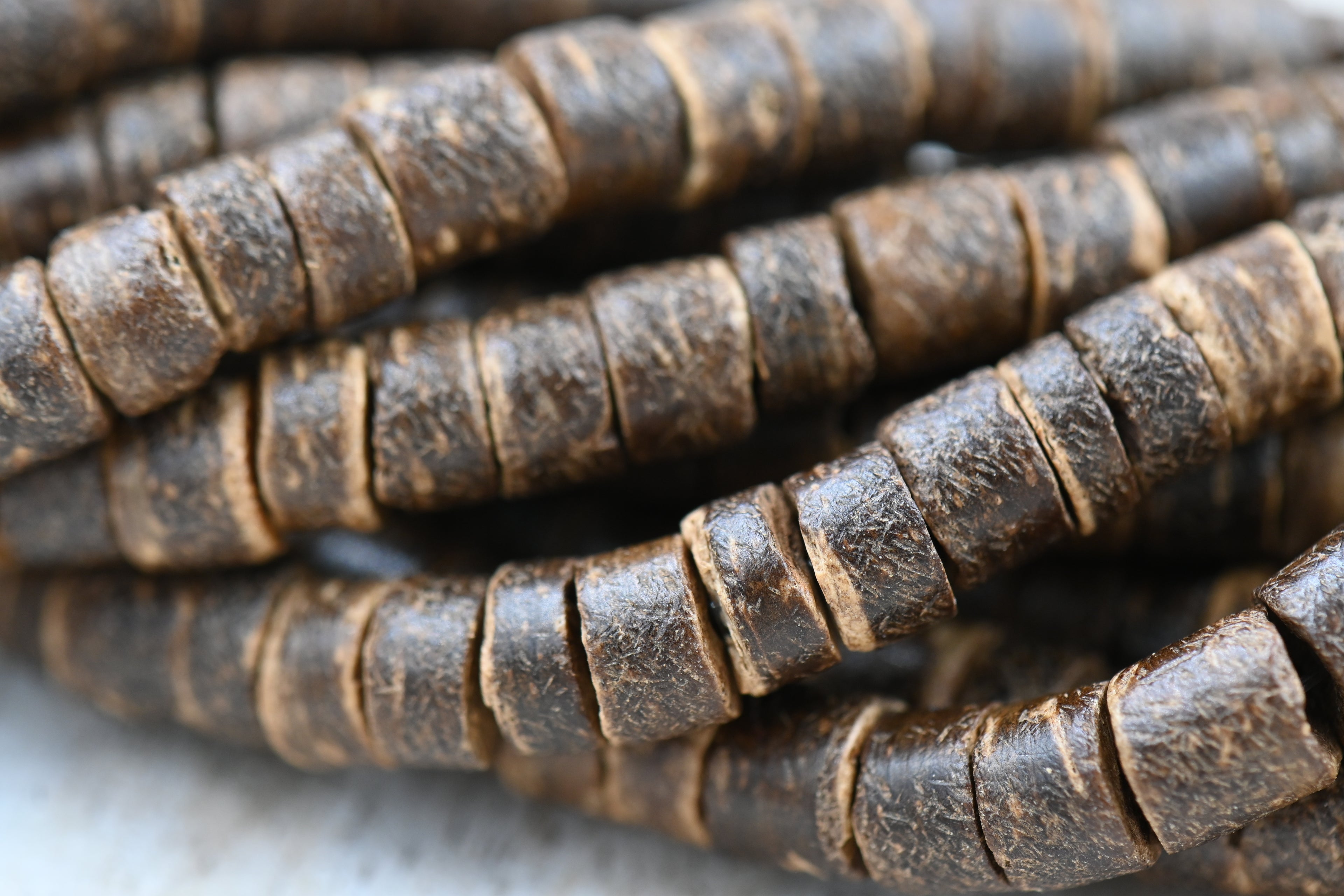 TWO STRANDS Natural Coconut Column Bead Strands, Camel, 5.5x3~5.5mm