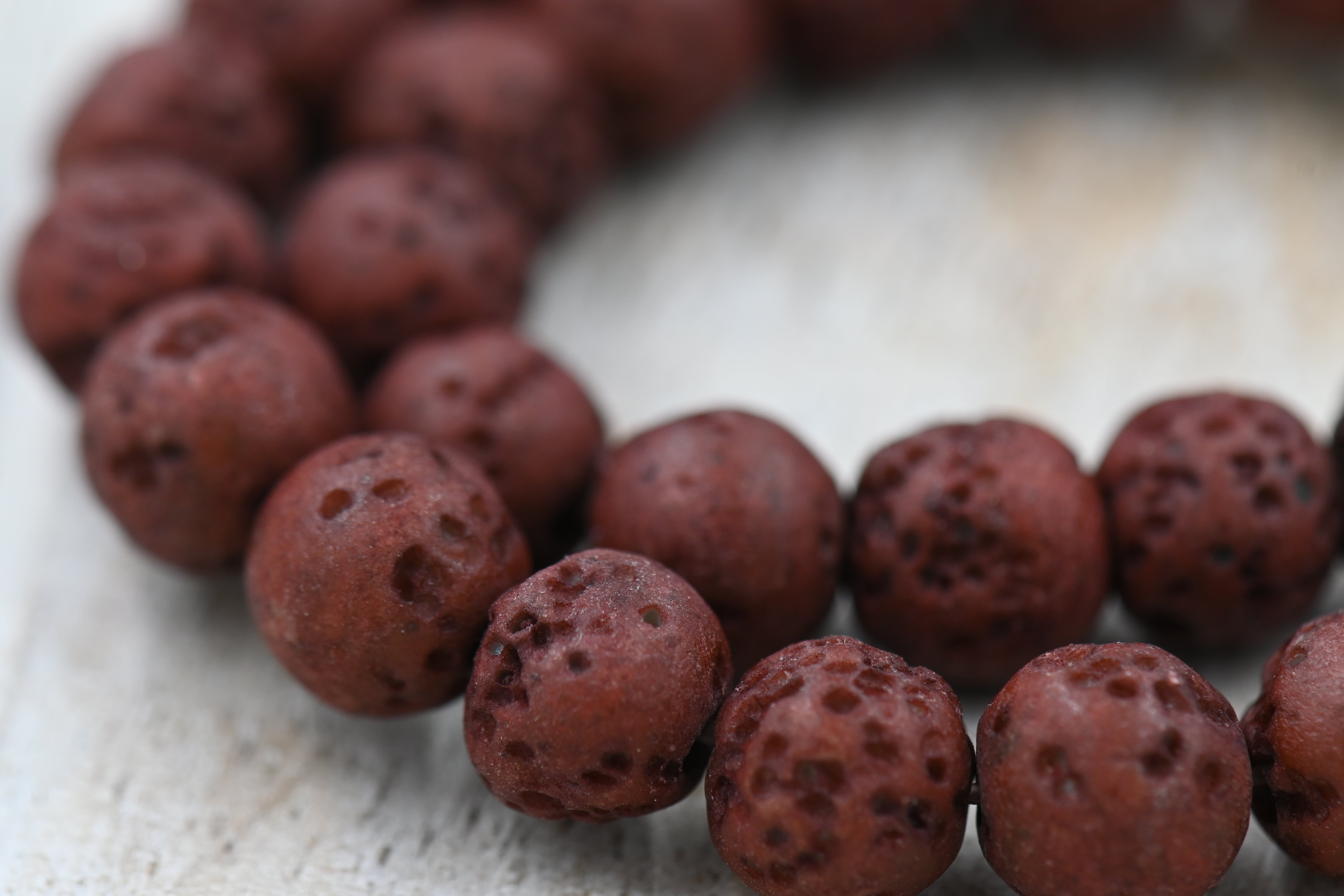 TWO STRANDS 8mm Lava Rock Beads Strands, Dyed, Round, Coconut Brown