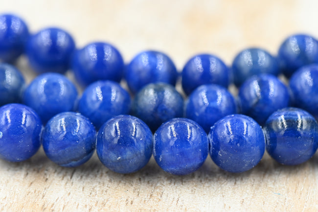 8mm Natural Yellow Jade Beads Strands, Round, Dyed, Dark Blue Hover Image