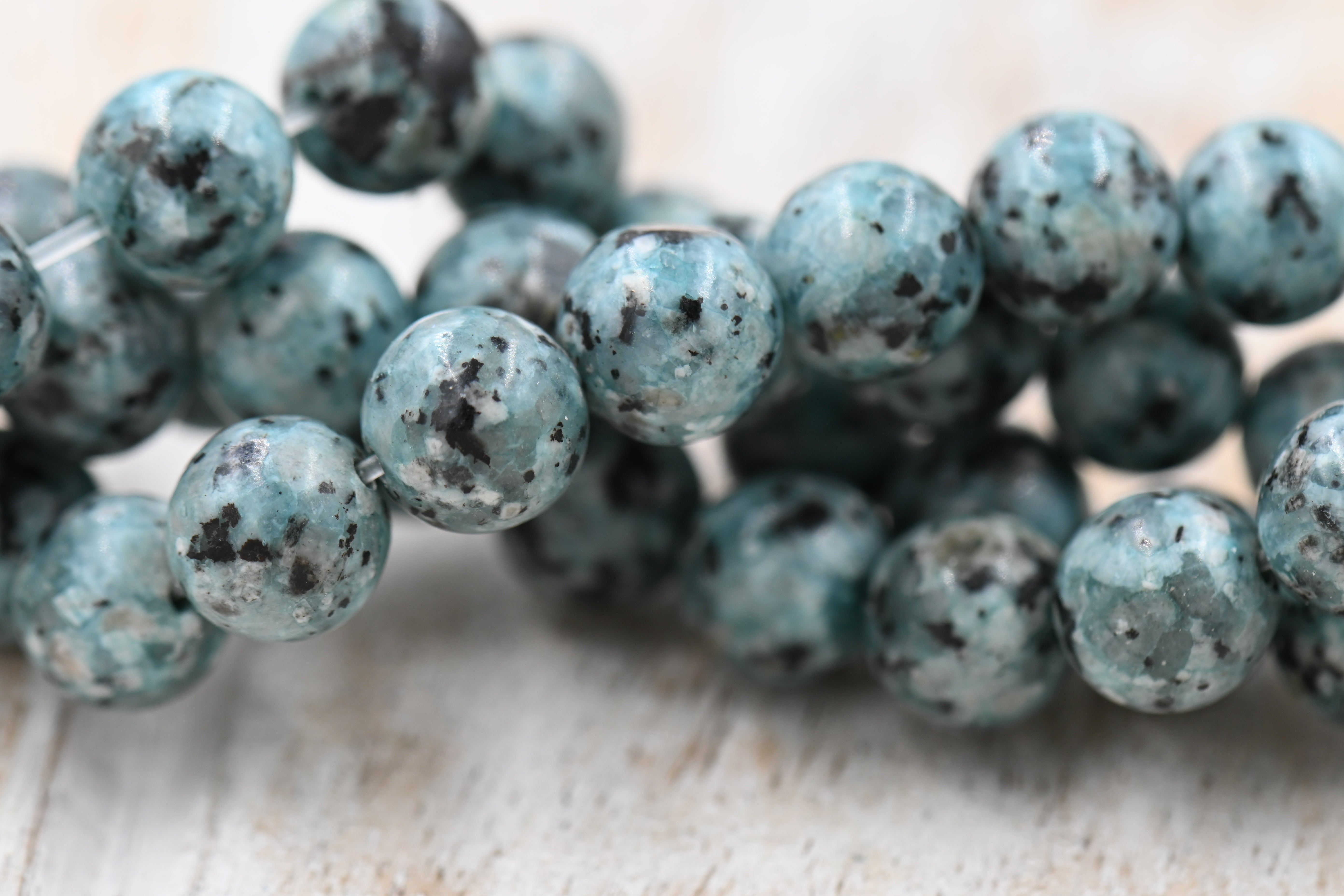 Sesame Jasper Beads 8mm Turquoise round -15 inch strand