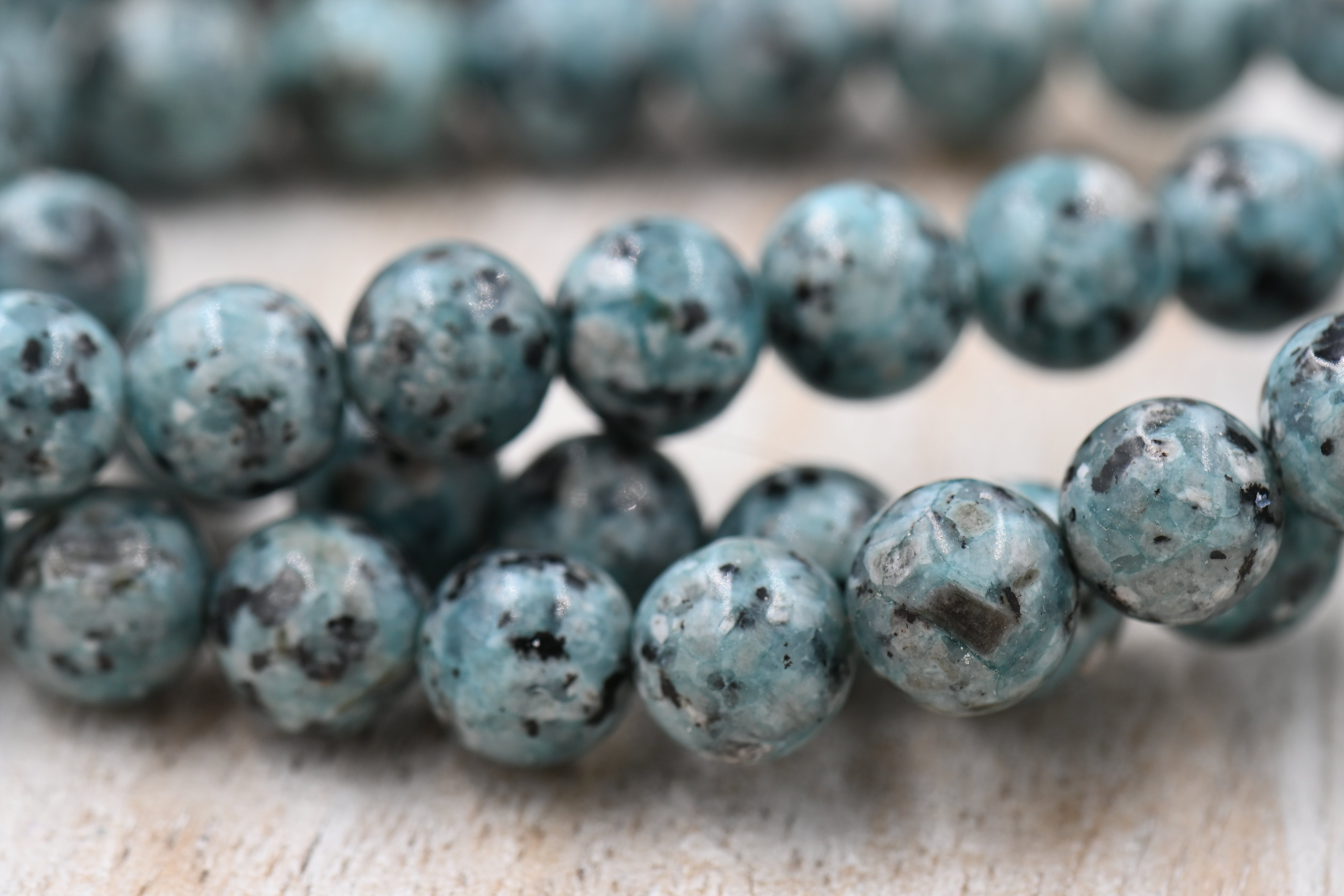 Sesame Jasper Beads 8mm Turquoise round -15 inch strand