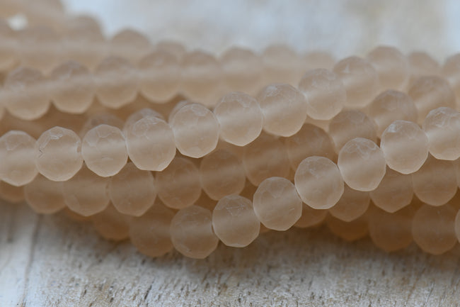 Transparent Glass Beads Strands, 100pc Faceted, Frosted, Rondelle, Camel Hover Image